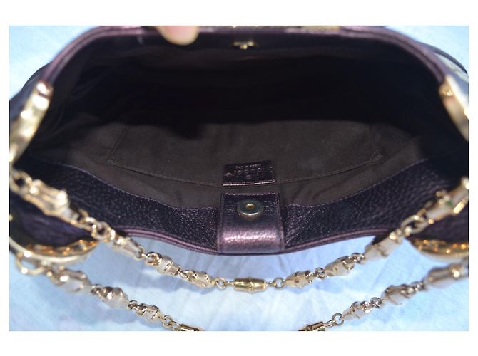 Autre Marque Borsa Gucci Bamboo Metallo Grigia in Tessuto Grigio - vista 5