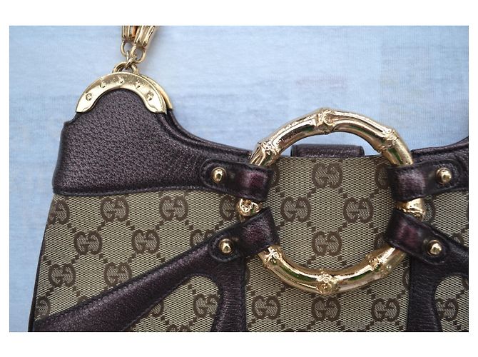 Autre Marque Borsa Gucci Bamboo Metallo Grigia in Tessuto Grigio - vista 8