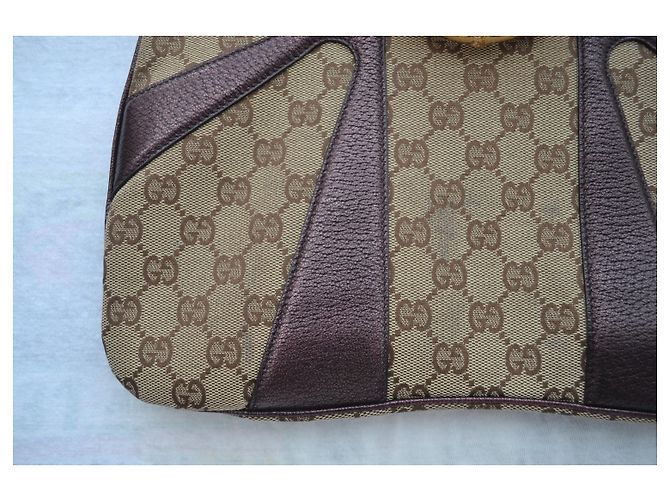 Autre Marque Borsa Gucci Bamboo Metallo Grigia in Tessuto Grigio - vista 9