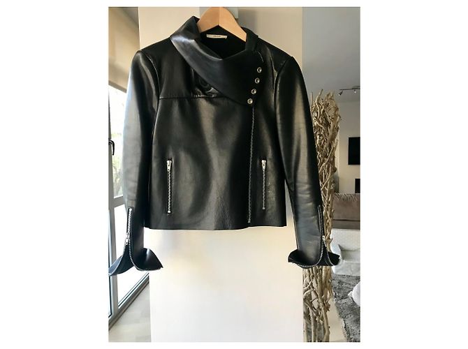 Céline Lederjacke Lammfell Schwarz - Ansicht 3