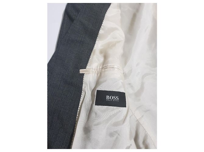 Hugo Boss Blazer aus Wolle grau schwarz gestreift Anthrazitgrau - Ansicht 3