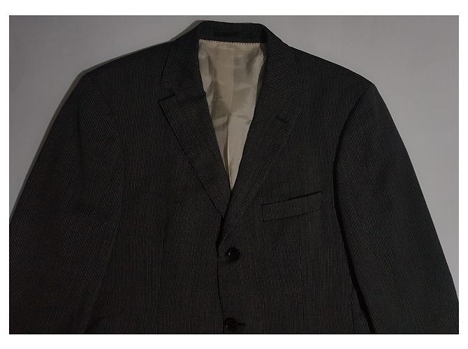 Hugo Boss Blazer aus Wolle grau schwarz gestreift Anthrazitgrau - Ansicht 4