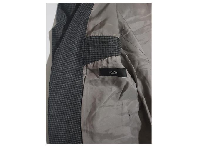Hugo Boss Blazer Grau Gingham Wolle Anthrazitgrau - Ansicht 3