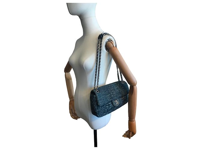 Chanel Borsa a tracolla in denim crossbody Blu - vista 10