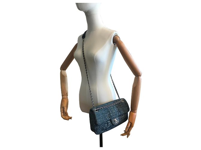 Chanel Borsa a tracolla in denim crossbody Blu - vista 11