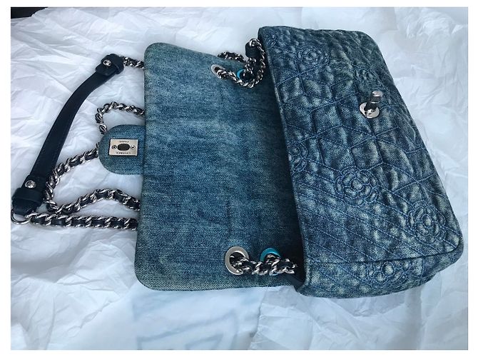 Chanel Borsa a tracolla in denim crossbody Blu - vista 14