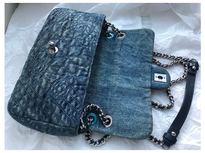 Chanel Borsa a tracolla in denim crossbody Blu - vista 15