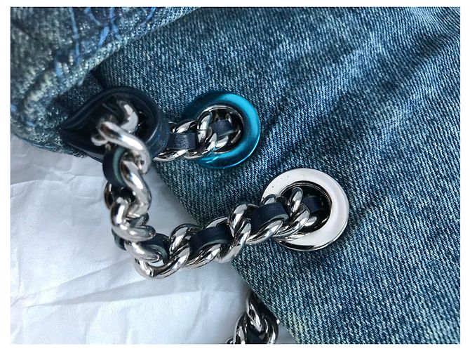 Chanel Borsa a tracolla in denim crossbody Blu - vista 16