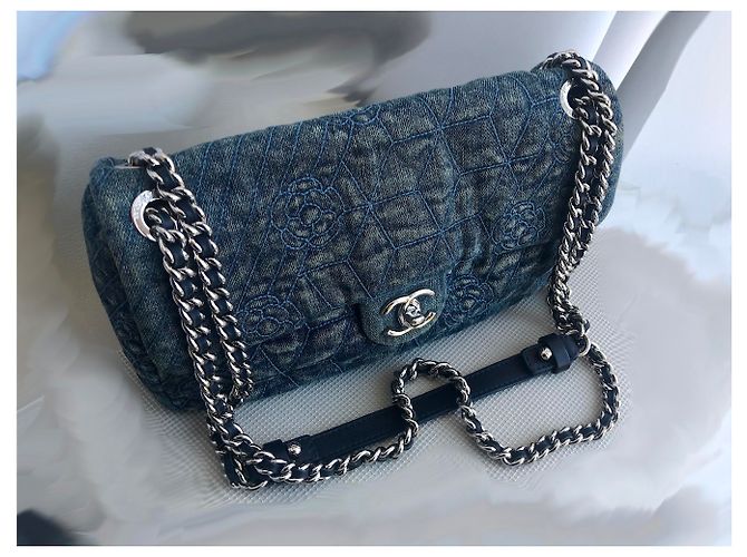 Chanel Borsa a tracolla in denim crossbody Blu - vista 36