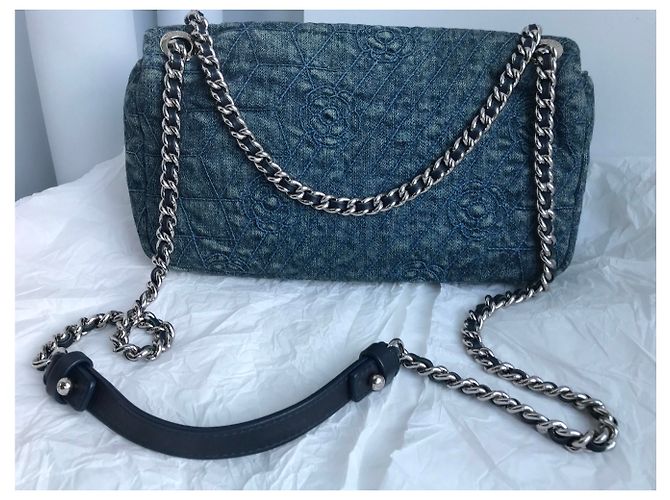 Chanel Borsa a tracolla in denim crossbody Blu - vista 6