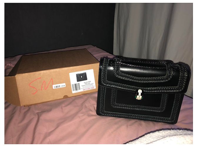 Borsa a mano Bulgari Serpenti in pelle nera Nero - vista 3