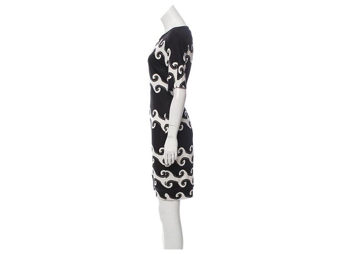 Diane Von Furstenberg Vestido DvF Cyrani de seda Negro Blanco - vista 2