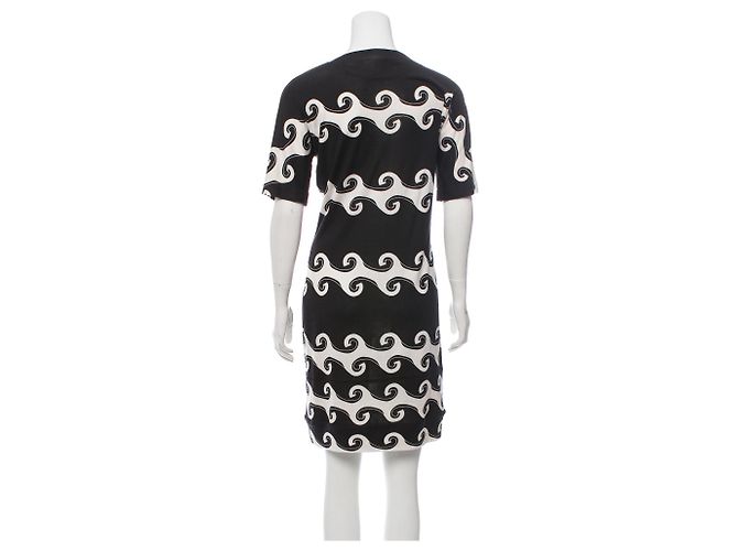 Diane Von Furstenberg Vestido DvF Cyrani de seda Negro Blanco - vista 3