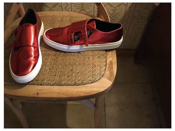 Sneaker in pelle rosse Cédric Charlier Rosso - vista 3