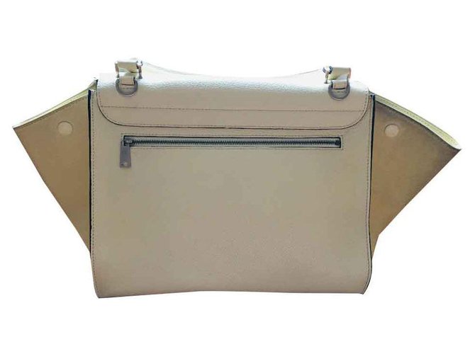 Borsa Céline Trapeze in Pelle Eggshell Bianco sporco - vista 2