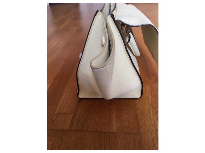 Borsa Céline Trapeze in Pelle Eggshell Bianco sporco - vista 5