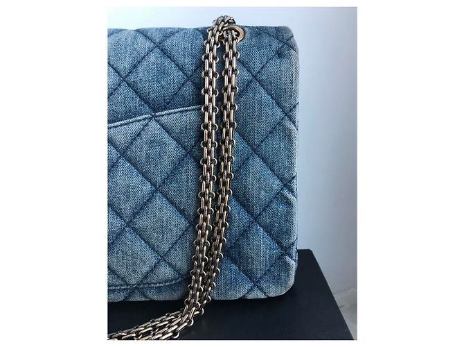 Chanel con scatola jumbo 2.55 Reissue 227 Blu - vista 13