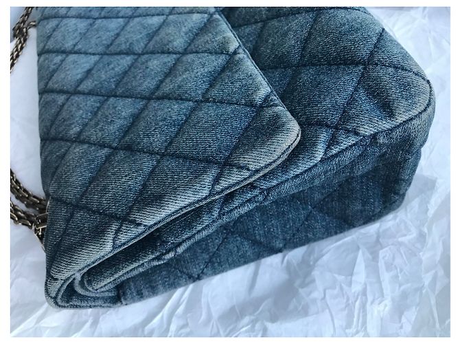 Chanel con scatola jumbo 2.55 Reissue 227 Blu - vista 24