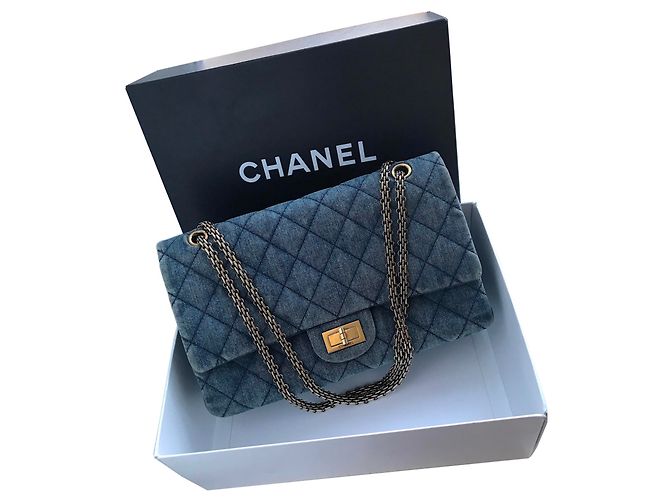 Chanel con scatola jumbo 2.55 Reissue 227 Blu - vista 35