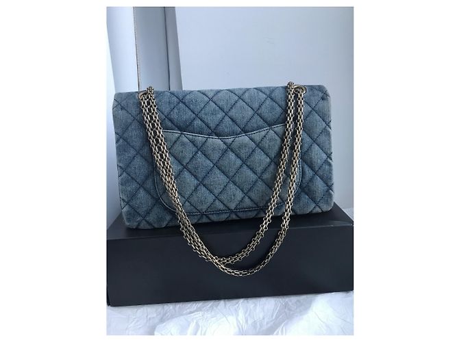 Chanel con scatola jumbo 2.55 Reissue 227 Blu - vista 4