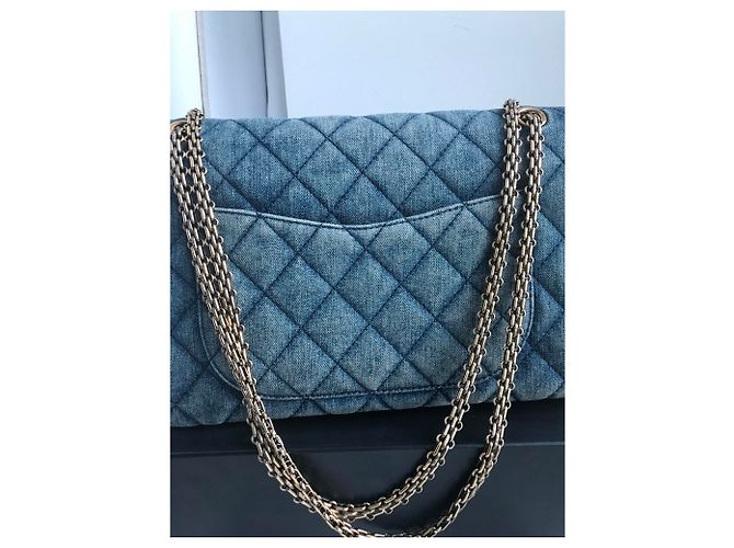 Chanel con scatola jumbo 2.55 Reissue 227 Blu - vista 5