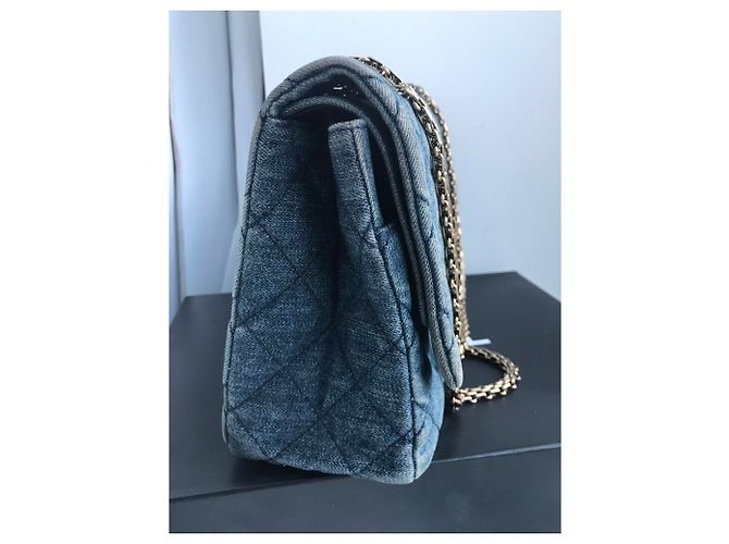 Chanel con scatola jumbo 2.55 Reissue 227 Blu - vista 7