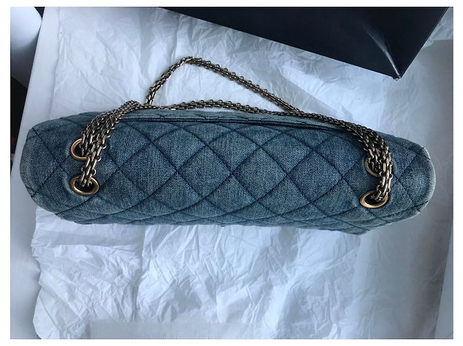 Chanel con scatola jumbo 2.55 Reissue 227 Blu - vista 8