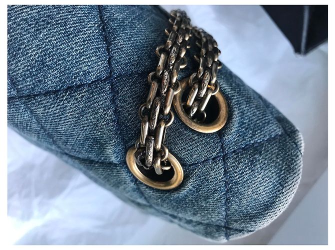 Chanel con scatola jumbo 2.55 Reissue 227 Blu - vista 9