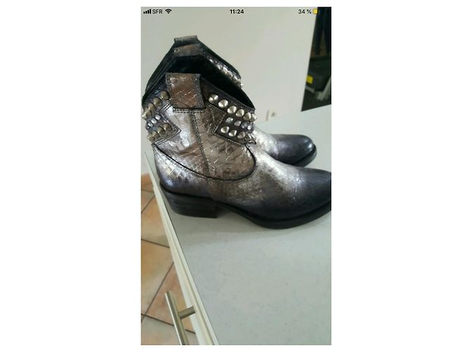 Strategia Stiefeletten Silber Leder Python - Ansicht 2