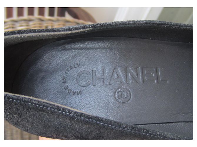 Chanel Pumps Lammfell Samt Silber Schwarz 36 - Ansicht 6
