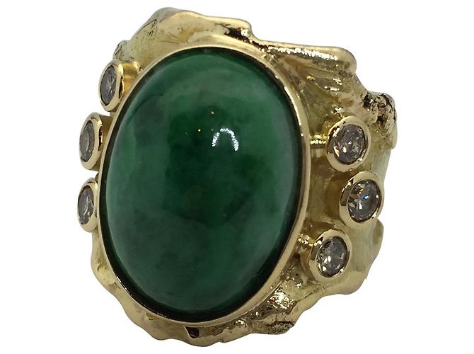 Roland Schad ring, giallo oro, diamanti di giada e brown. - vista 3