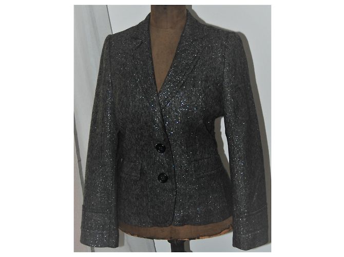 Giacca in lana Gerard Darel nera e argento 40 Nero Grigio Grigio antracite - vista 7