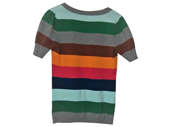 Autre Marque Paul Franck Baumwollpullover V-Ausschnitt kurze Ärmel rosa blau grau Pink - Ansicht 2