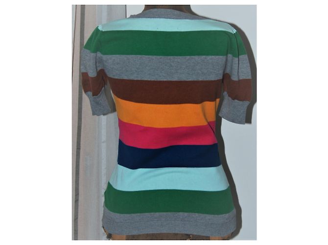Autre Marque Paul Franck Baumwollpullover V-Ausschnitt kurze Ärmel rosa blau grau Pink - Ansicht 6