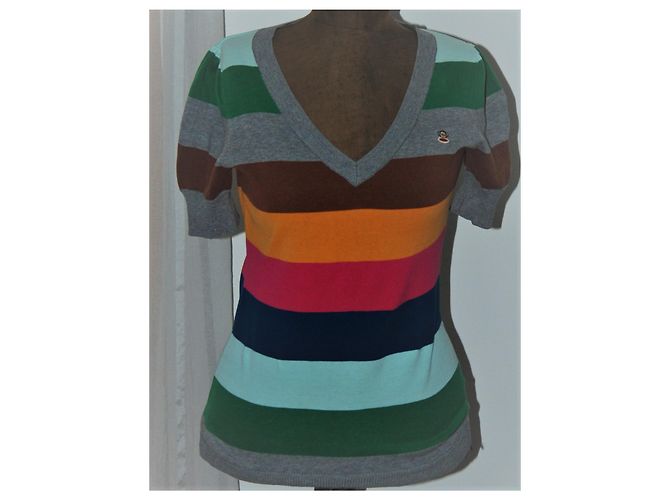 Autre Marque Paul Franck Baumwollpullover V-Ausschnitt kurze Ärmel rosa blau grau Pink - Ansicht 8