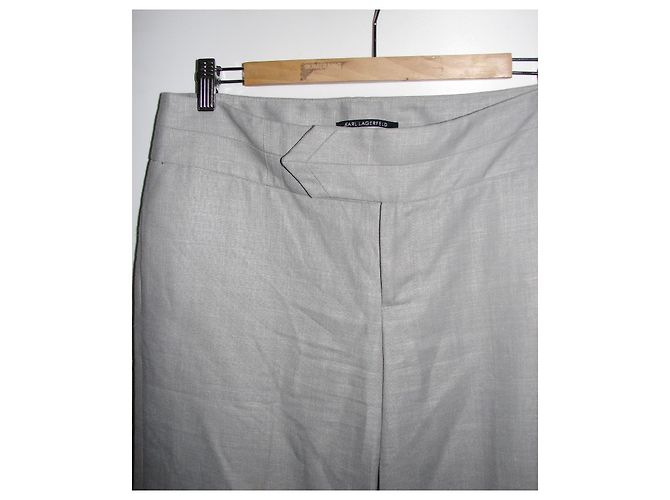 Pantalones de mezcla de lino de K by Karl Lagerfeld Gris - vista 3