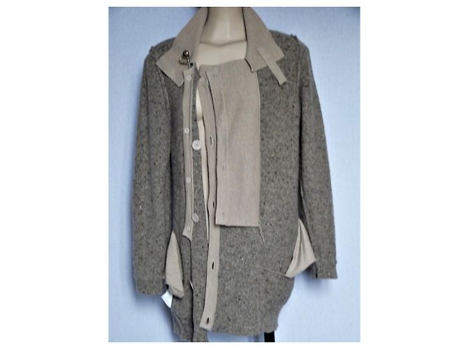 Colete longo Sportmax de lã mohair e angora bege - vista 10