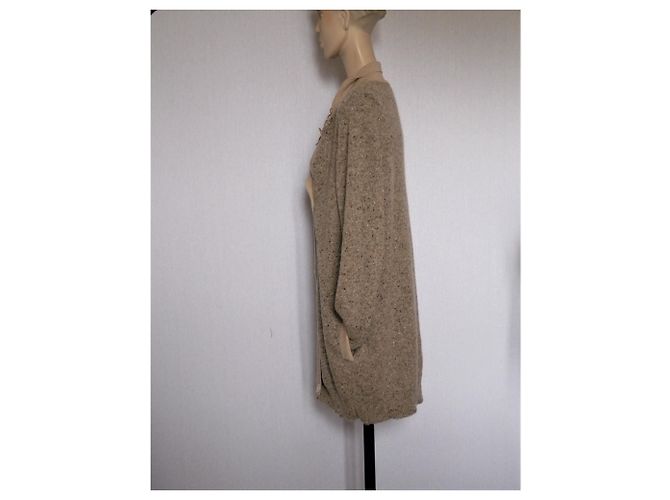Colete longo Sportmax de lã mohair e angora bege - vista 4