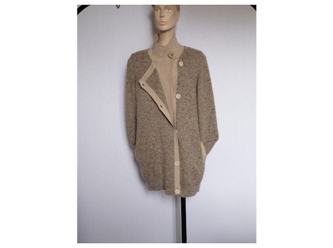 Colete longo Sportmax de lã mohair e angora bege - vista 8