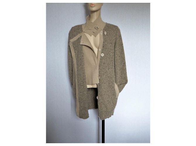 Colete longo Sportmax de lã mohair e angora bege - vista 9