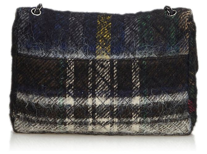 Timeless Chanel Klassische Maxi-Wolle-Ledertasche mit Klappe Schwarz Mehrfarben - Ansicht 3