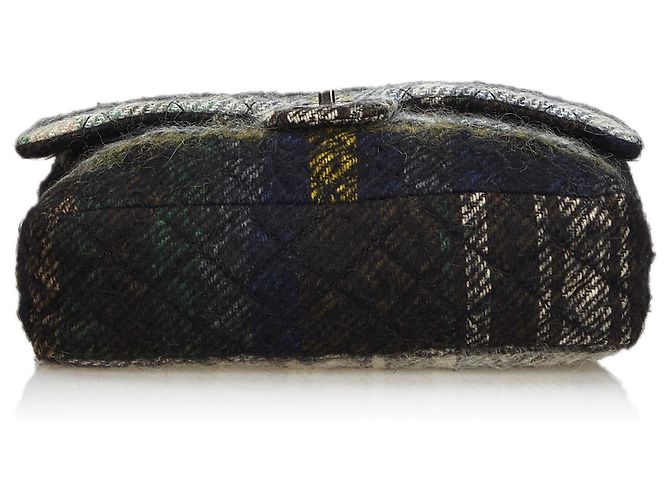 Timeless Chanel Klassische Maxi-Wolle-Ledertasche mit Klappe Schwarz Mehrfarben - Ansicht 4