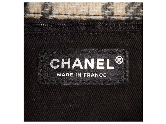 Timeless Chanel Klassische Maxi-Wolle-Ledertasche mit Klappe Schwarz Mehrfarben - Ansicht 6