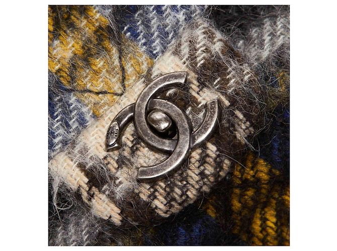 Timeless Chanel Klassische Maxi-Wolle-Ledertasche mit Klappe Schwarz Mehrfarben - Ansicht 8