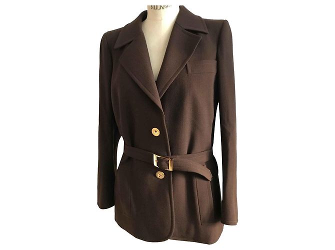 Completo giacca e pantaloni Yves Saint Laurent lana marrone Marrone scuro - vista 2