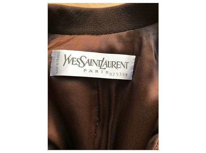 Completo giacca e pantaloni Yves Saint Laurent lana marrone Marrone scuro - vista 6
