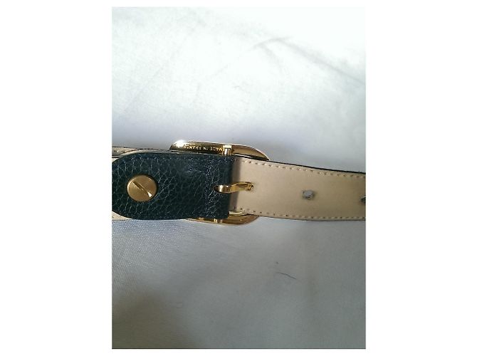 Cinturón Longchamp de cuero negro con hebilla dorada - vista 3