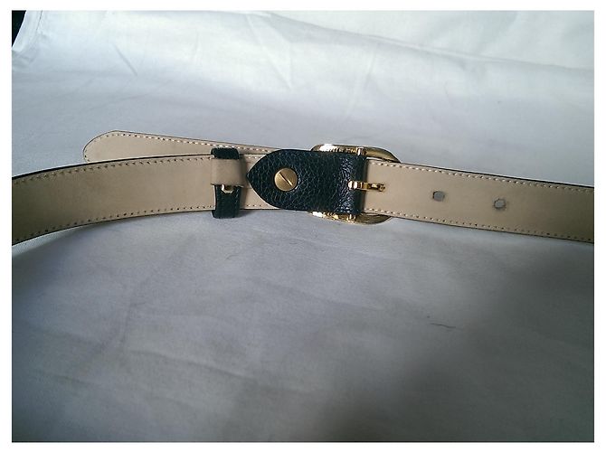 Cinturón Longchamp de cuero negro con hebilla dorada - vista 4