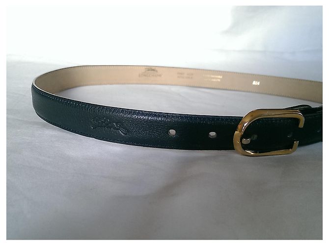 Cinturón Longchamp de cuero negro con hebilla dorada - vista 8