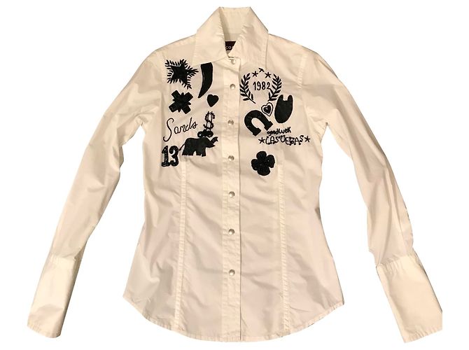 Blusa Coast Branca de Algodão com Bordados Pretos Branco - vista 2